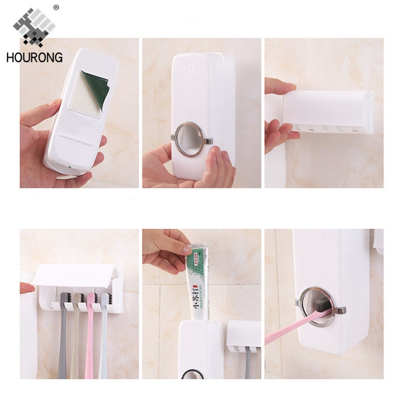 Automatic Toothpaste Dispenser Toothbrush Holder