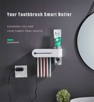 ONEUP Antibacteria Ultraviolet Toothbrush Holder & Automatic Toothpaste Dispenser