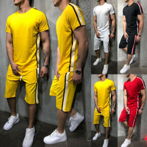 Mens Striped Summer Casual Full Tracksuit