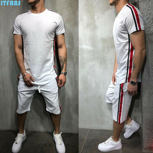 Mens Striped Summer Casual Full Tracksuit