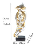 Resin Silence is Gold Statue Abstract Mask Statue  28.5cm