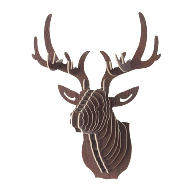 Dozzlor 3D Wooden Animal Deer Head Art