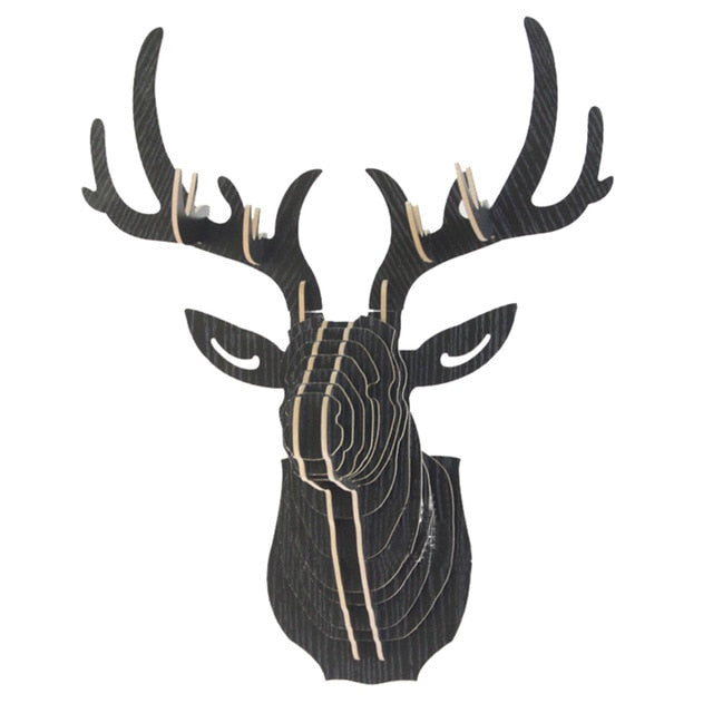 Dozzlor 3D Wooden Animal Deer Head Art