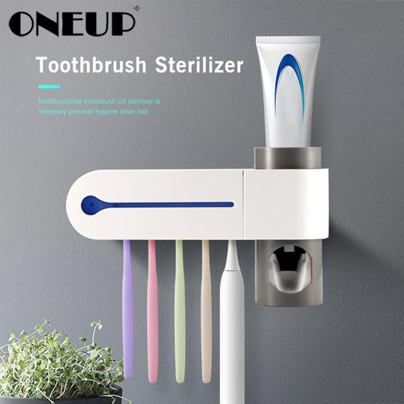 ONEUP Antibacteria Ultraviolet Toothbrush Holder & Automatic Toothpaste Dispenser